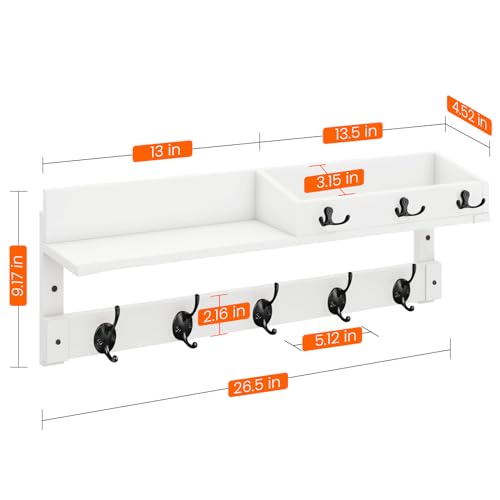 Coat Rack Wall Mount with Hooks and Mail Holder