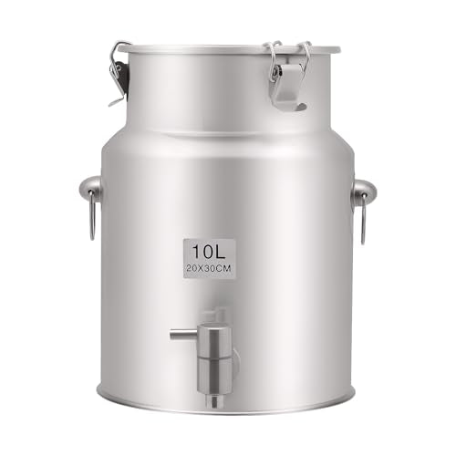 2.64 Gal 304 Stainless Steel Milk Can with Faucet and Sealing Lid