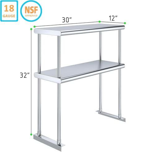 30" x 12" NSF Stainless Steel Double Overshelf