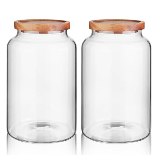Glass Storage Container Airtight Food Jars Kitchen Canister with Wood Lids