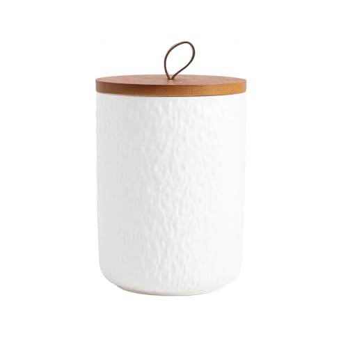 Black White Ceramic Coffee Canister Tea Canister with Seal Wood Lid (3 Count)
