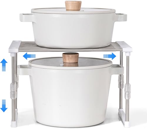 Set of 1 Expandable Cabinet Organizer 11.8~19.6 x 7.8 x 6~9 White