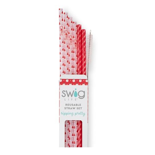 Pack of 6 Reusable Plastic Straws with Cleaning Brush (6 Count)