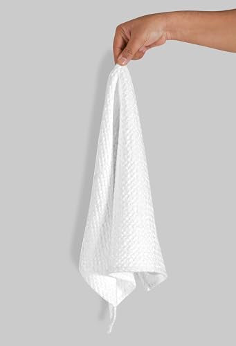 4 Pack Premium Waffle Kitchen Towels with Hanging Loop 16x26 inches