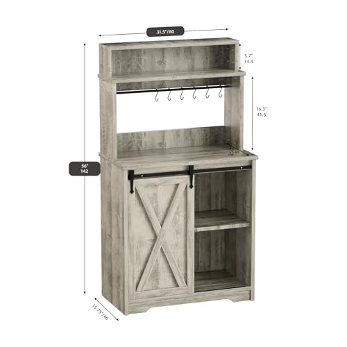 Farmhouse Coffee Bar with 3 Tier Storage Hutch