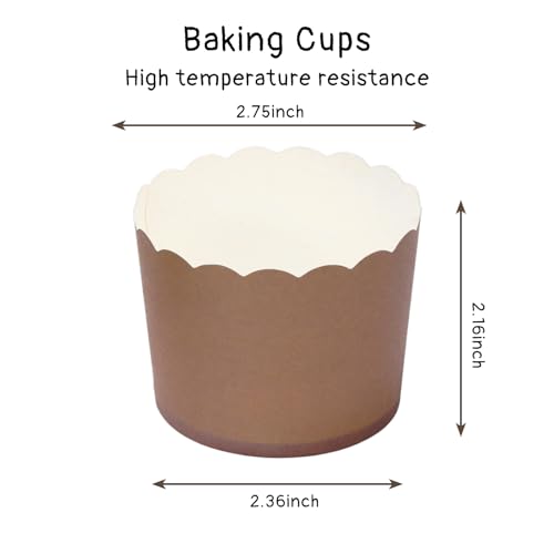120Pcs Brown Paper Baking Cups Scalloped Edge Cupcake Wrappers Gradient Brown Cupcake Muffin Cases for Wedding Birthday Baby Shower (120 Count)