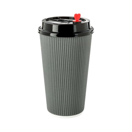 Ripple Wall Coffee Cups 500 Count 16 Ounce Insulated Gray Paper Cups