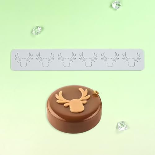 3D Hollow Out Lace Mold Silicone Christmas Deer Head Shape Fondant Molds Chocolate Mould for Cake Pastry Decor Baking Gumpastes Moulds Decoration