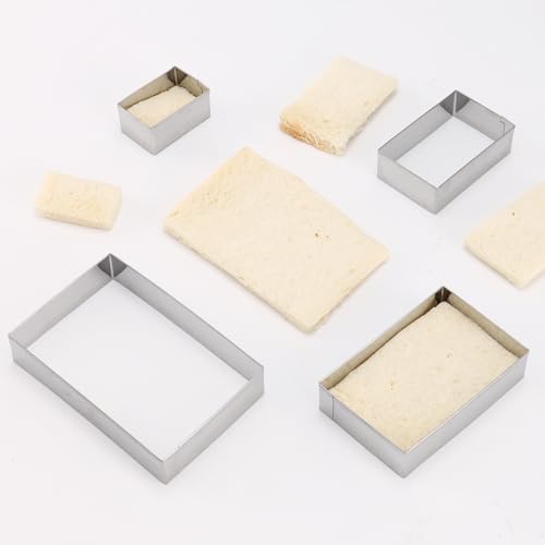 Rectangle cookie cutter ANCKNE Stainless Steel Rectangle Biscuit Molds Square Pastry Molds Fondant Cake Cookie Cutter Set 1 Inch Depth (4 Count)