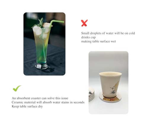 Cute Coasters for Desk Dog Themed Absorbent Ceramic Cup Coasters for Tabletop Protection