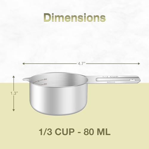 2PCS 1/3Cup (80ml, 2.6oz) Measuring Cup, Etched Inner Scale Measure Scoop (2 Count)