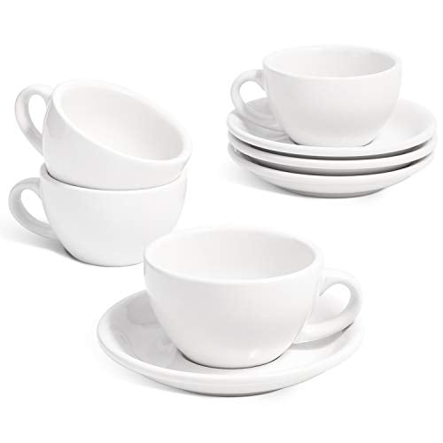 6 oz Cappuccino Cups with Saucers (4 Count)