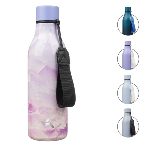 18 oz Insulated Stainless Steel Metal Water Bottle with Strap