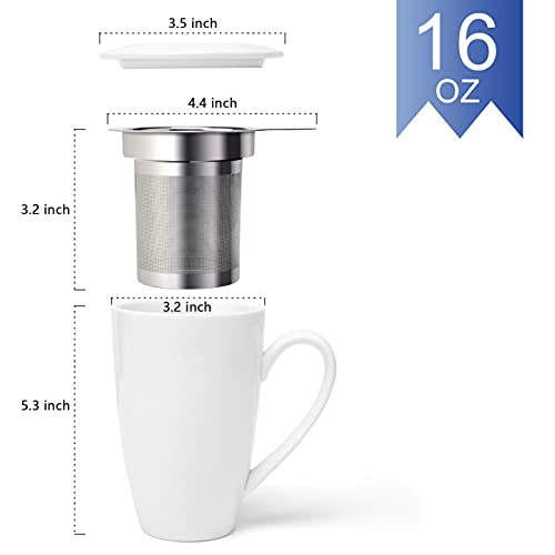 Porcelain Tea Mug with Infuser and Lid (2 Count)