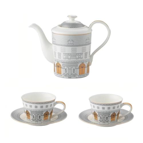 Personalized Architectural Ceramic Tea Cup and Saucer Set