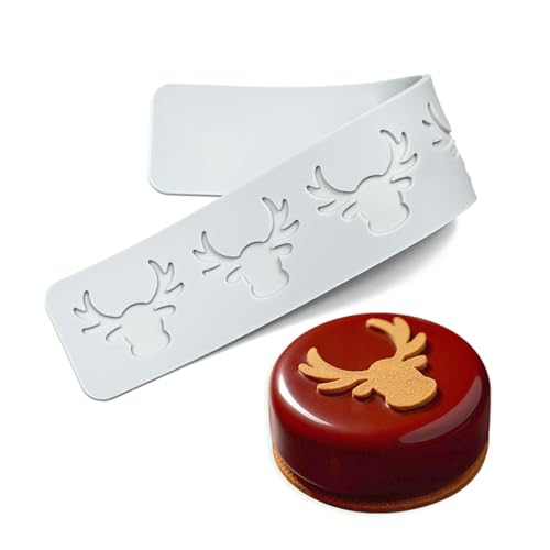 3D Hollow Out Lace Mold Silicone Christmas Deer Head Shape Fondant Molds Chocolate Mould for Cake Pastry Decor Baking Gumpastes Moulds Decoration