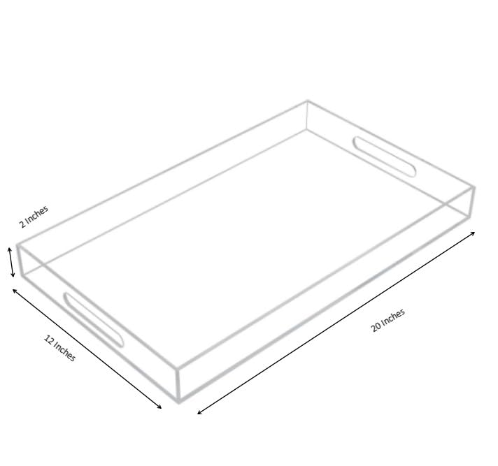 Clear Sturdy Acrylic Serving Tray with Handles
