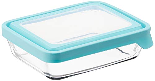 TrueSeal Glass Food Storage Containers with Mineral Blue Airtight Lids (4 Count)