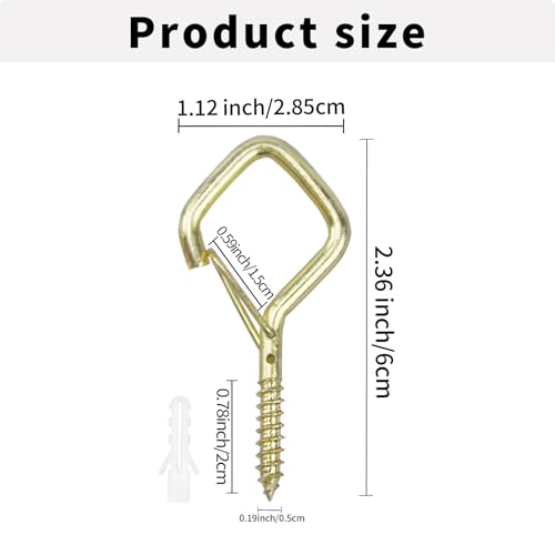 20PCS Eye Screw Hooks for Hanging Heavy Duty with Safety Buckle.Metal Ceiling Hooks for Hanging Plants