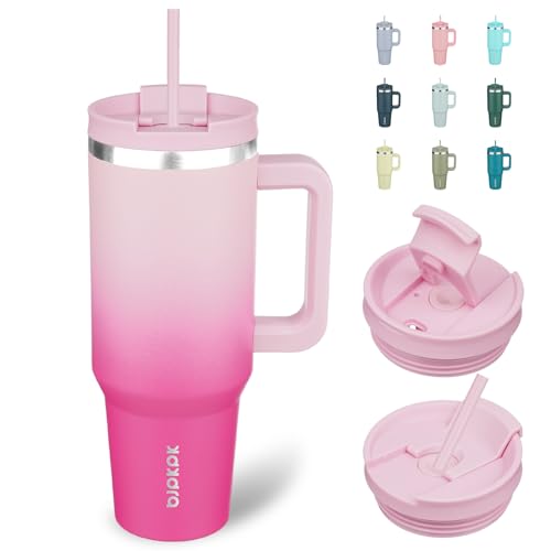40 oz Insulated Tumbler with Handle & Straw