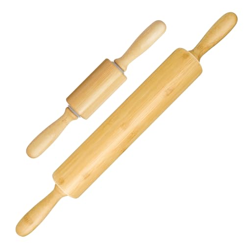 2 Pack（10 inch &17.5 inch） Wooden Rolling Pin for Baking (2 Count)