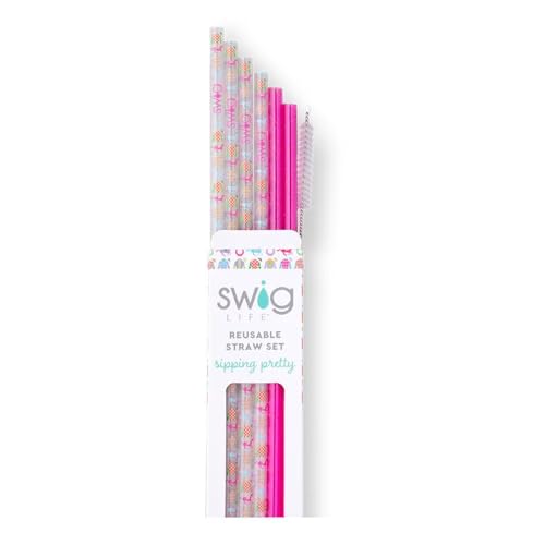 Reusable Straw Set with Cleaning Brush (6 Count)