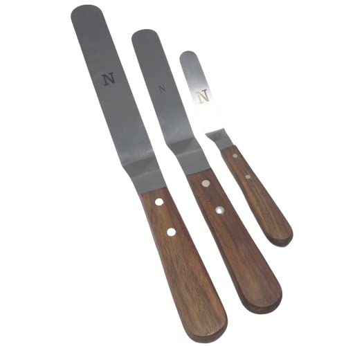 Offset Stainless Steel Spatula Set with Wood Handle (3 Count)