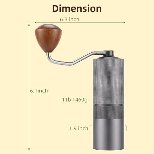 Popsweet C38 Manual Coffee Grinder With Detachable Stainless Steel Tapered Outer Burrs
