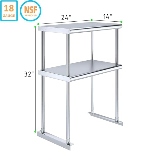 24" x 14" Stainless Steel Double Overshelf