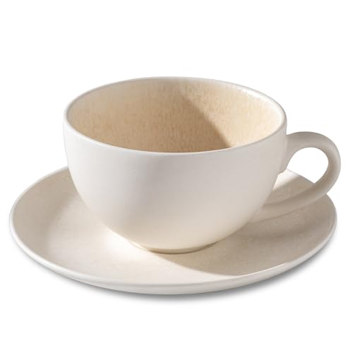 Ceramic Latte Art Mug With Saucer