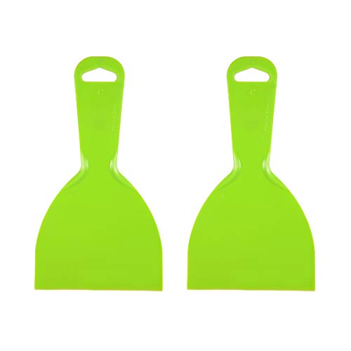 Putty Scraper 4" Plastic Flexible Putty Knives Green 2pcs (2 Count)
