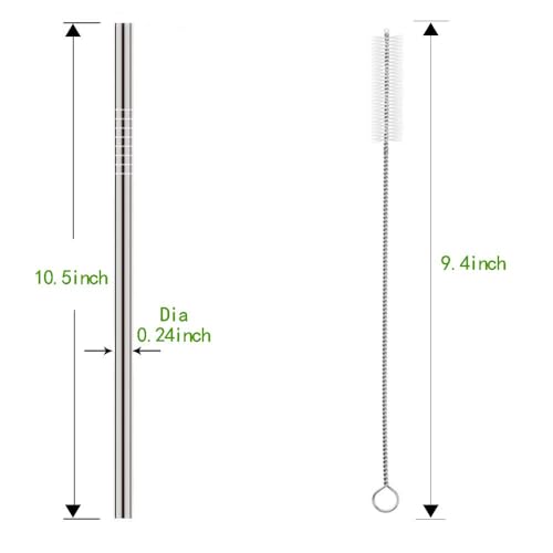Set of 10 Stainless Steel Straws (10 Count)