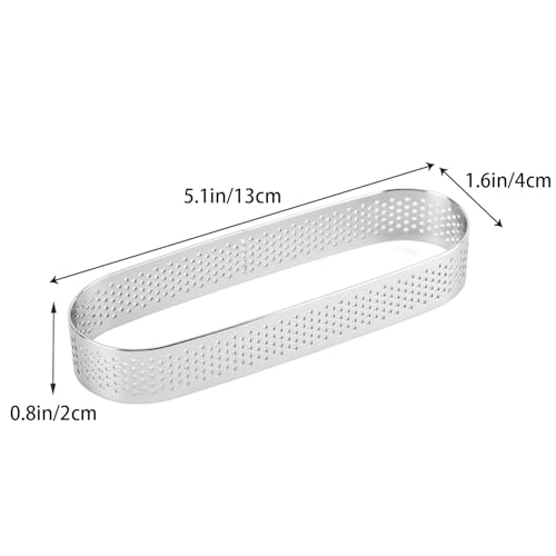 Oval Tart Ring 304 Stainless Steel 6pcs Thickened Perforated Pastry Cake Ring Mold for Baking Nonstick Fruit Tarte Crust Tools (6 Count)
