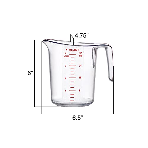Melissa - 32-Ounce Plastic Measuring Pitcher (2-Pack), 4-Cup (1-Quart) Food-Grade Measuring Jug, Unbreakable, Stackable, Dishwasher-Safe, Great for Oil, Vinegar, Flour, and More