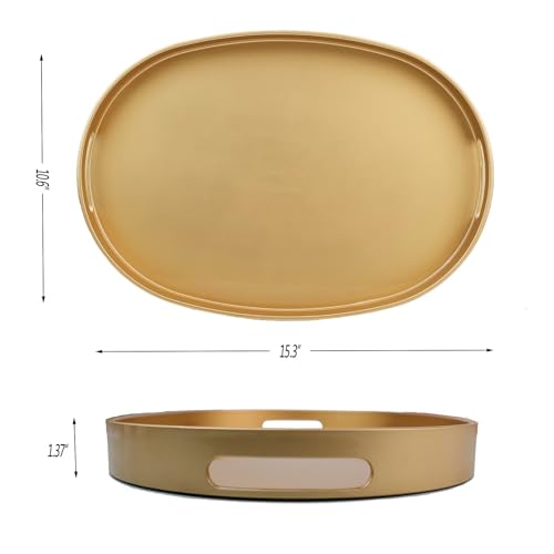 Gold Oval Decorative Tray with Handles