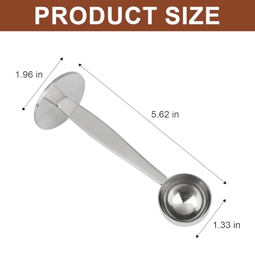 2-Inch-1 Coffee Scoops, 304 Stainless Steel Tablespoon Measure Spoon with Pressed Bottom for Coffee Bean Press Coffee Grinding Pressing（Silver15 ml）