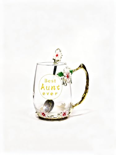 Best Aunt Ever Printed Flower Tea Glass