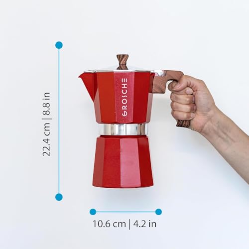 Milano Stovetop Espresso Maker Moka Pot 9 espresso Cup 15.2 oz Red