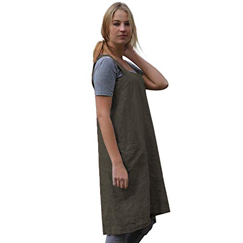 Women’s Pinafore Square Apron Baking Cooking Gardening Works Cross Back Cotton