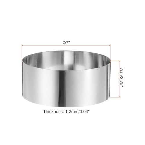 Round Cake Ring 7 x 2.75 Inch Seamless Stainless Steel Pastry Mousse Dessert Ring Mirror Coating for Baking Cooking Making Tool