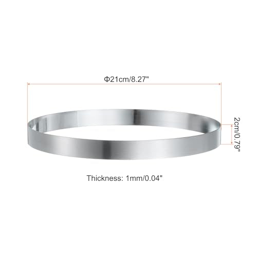 Round Cake Ring 8.27 x 1 Inch Seamless Stainless Steel Pastry Mousse Dessert Ring Mirror Coating for Baking Cooking English Muffins Crumpet Making Tool