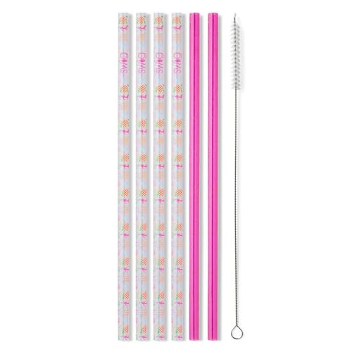 Reusable Straw Set with Cleaning Brush (6 Count)