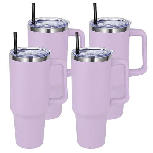 40 oz Tumbler with Handle and Straw (4 Count)