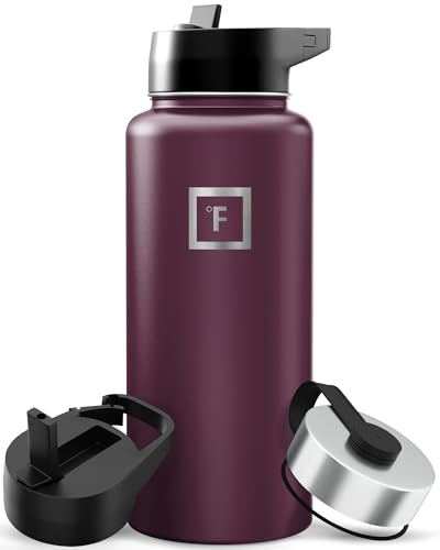 32 oz Wide Mouth Water Bottle with 3 Lids
