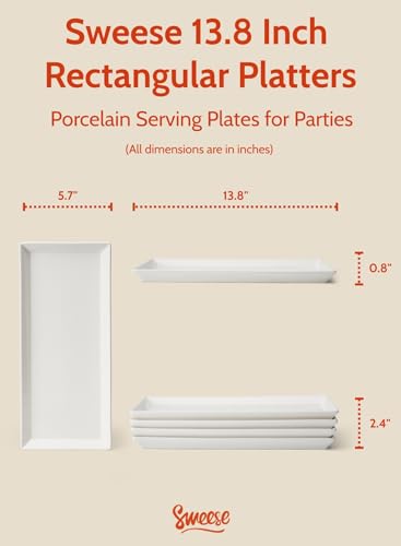 Rectangular Porcelain Platters (4 Count)