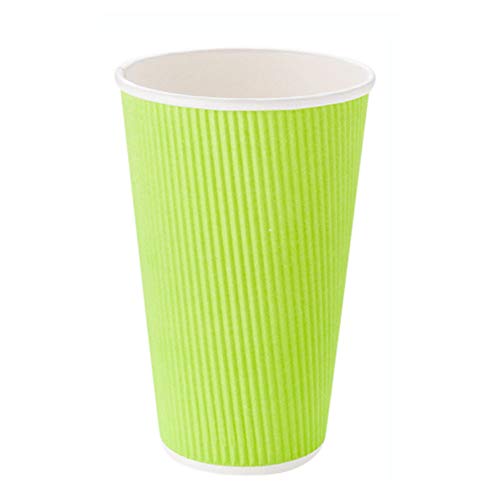 Ripple Wall Coffee Cups 25 Count 16 Ounce Insulated Eco Green Paper Cups