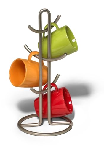 Euro 6 Mug Holder for Storage and Organization of Coffee and Tea Mugs Satin Nickel