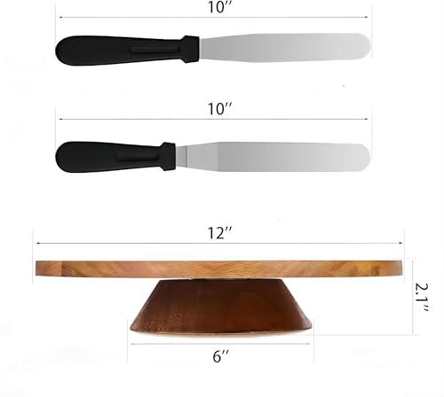 12" Acacia Wood Revolving Cake Stand