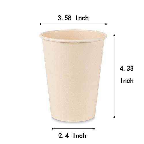 15 oz Disposable Light Brown Paper Coffee Cups Bamboo Fiber 160 Pack (160 Count)