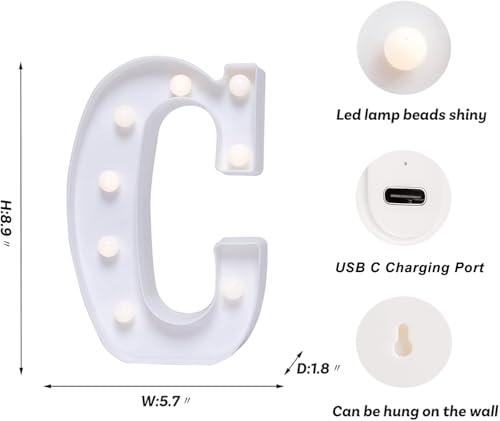 Rechargeable LED Letter Lights Sign Marquee Light Up Letters Sign for Night Light Wedding